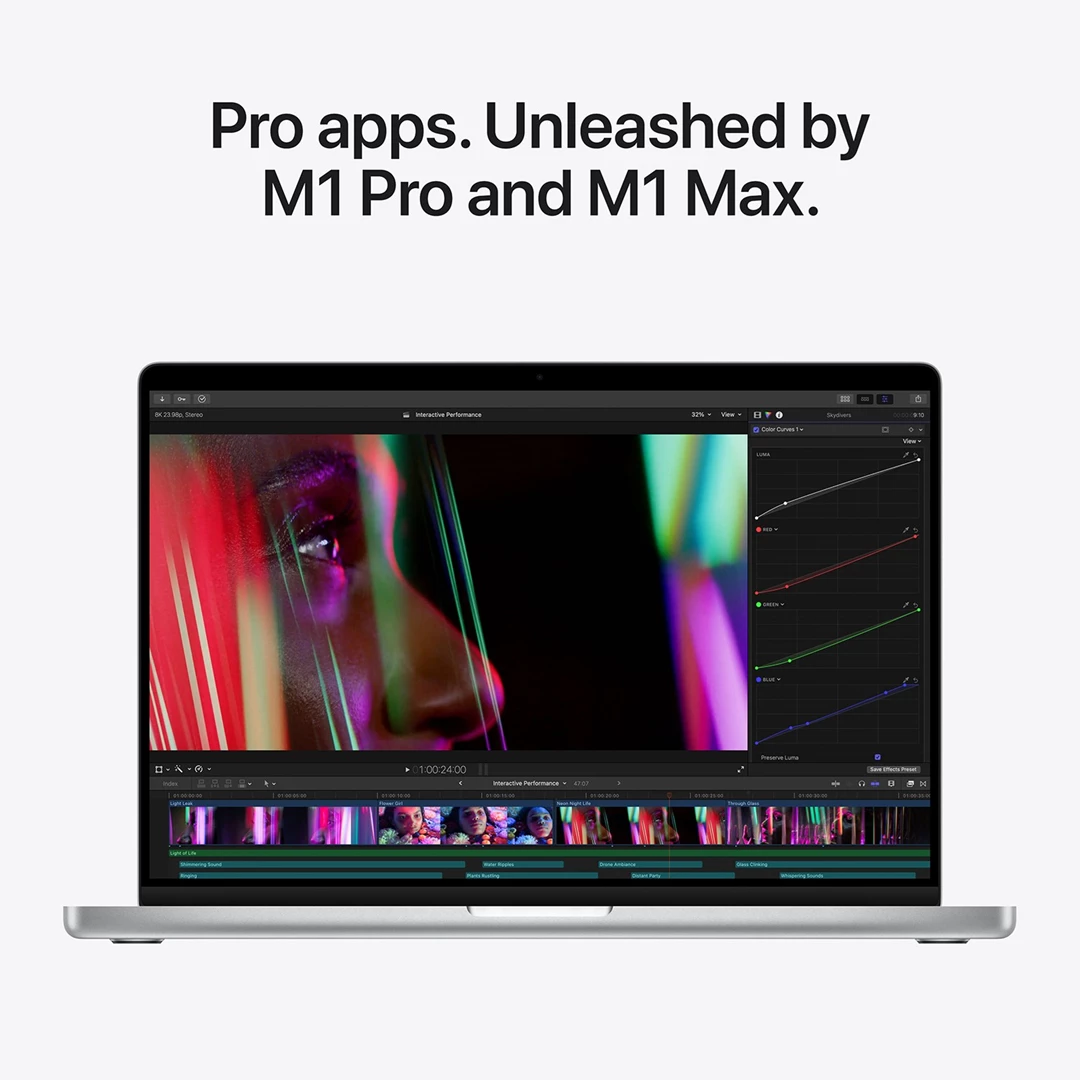 Apple 14-inch MacBook Pro: Apple M1 Pro chip with 8‑core CPU and 14‑core GPU, 512GB SSD